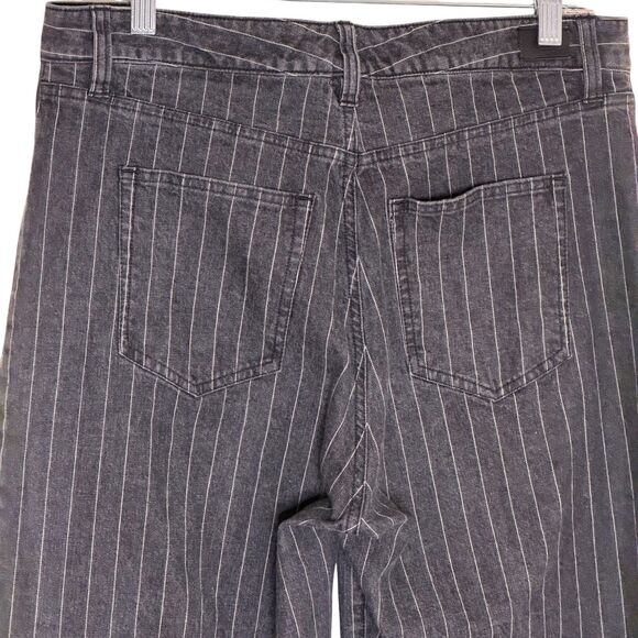 Lauren Ralph Lauren Pin Stripe Wide Leg Jeans Denim Pants Gray White 10 bv - Picture 5 of 7
